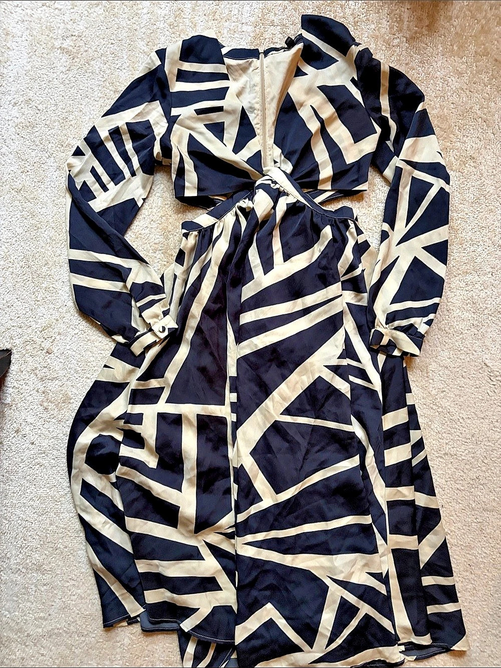 Banana Republic Geometric Maxi Dress in Blue & Cream Size XS Like New